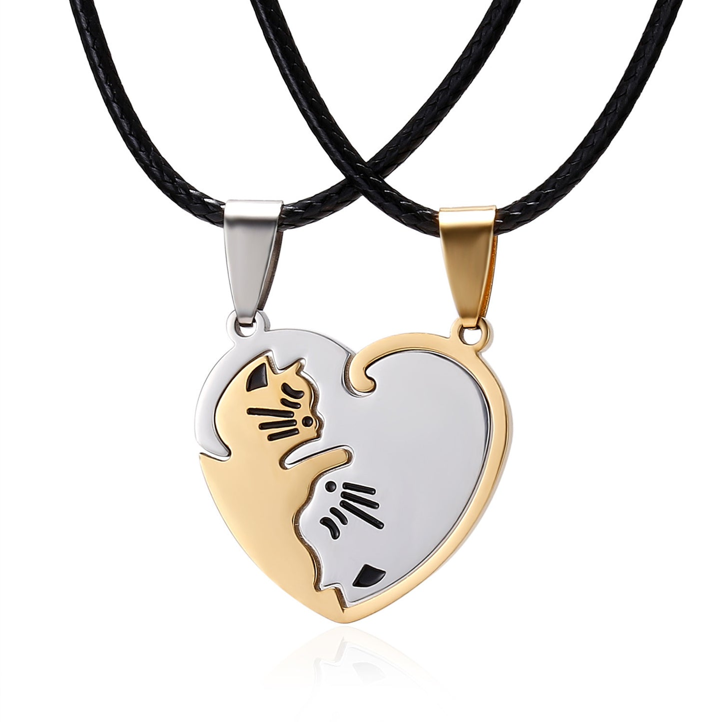 Yin Yang Cat Perfect Matching Couple Necklace Set