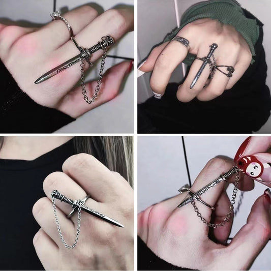Gothic Skull Sword Ring