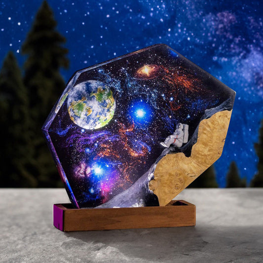 Interstellar Space Galaxy Resin Wood Night Light