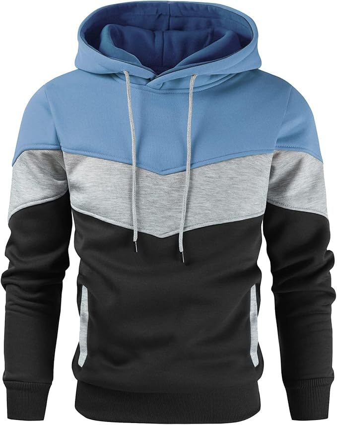 Men's Color Block Casual Sports Hoodie Top