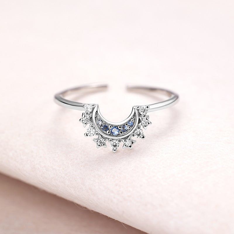 S925 Silver Sun and Moon Couple Ring