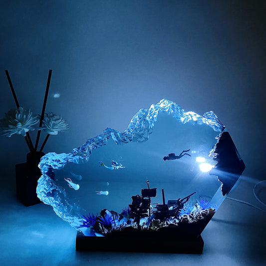 Mermaid Resin Night Light Decor