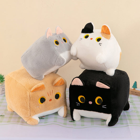 Square Cat Throw Pillow Plush Toy