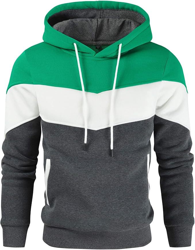 Men's Color Block Casual Sports Hoodie Top