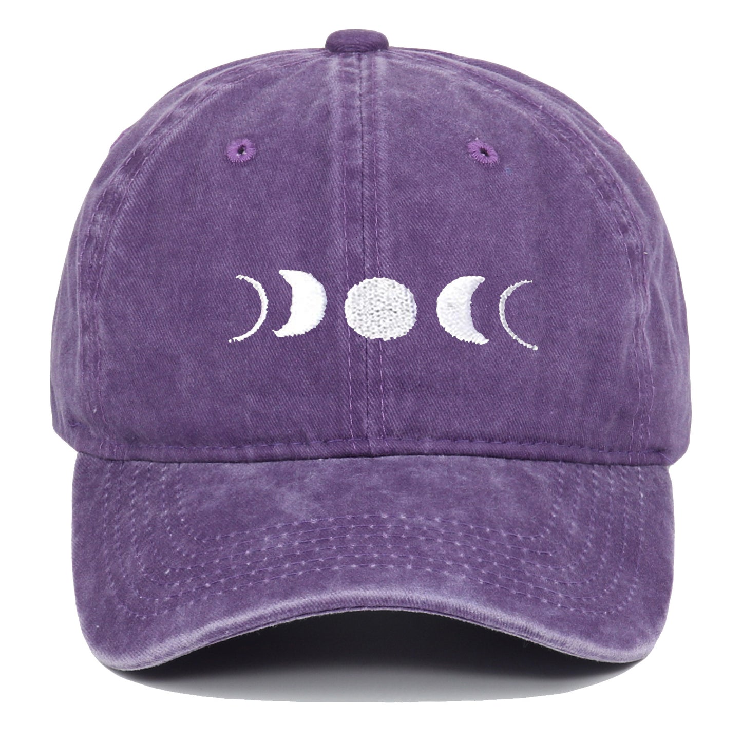 Moon Embroidery Washed Baseball Cap