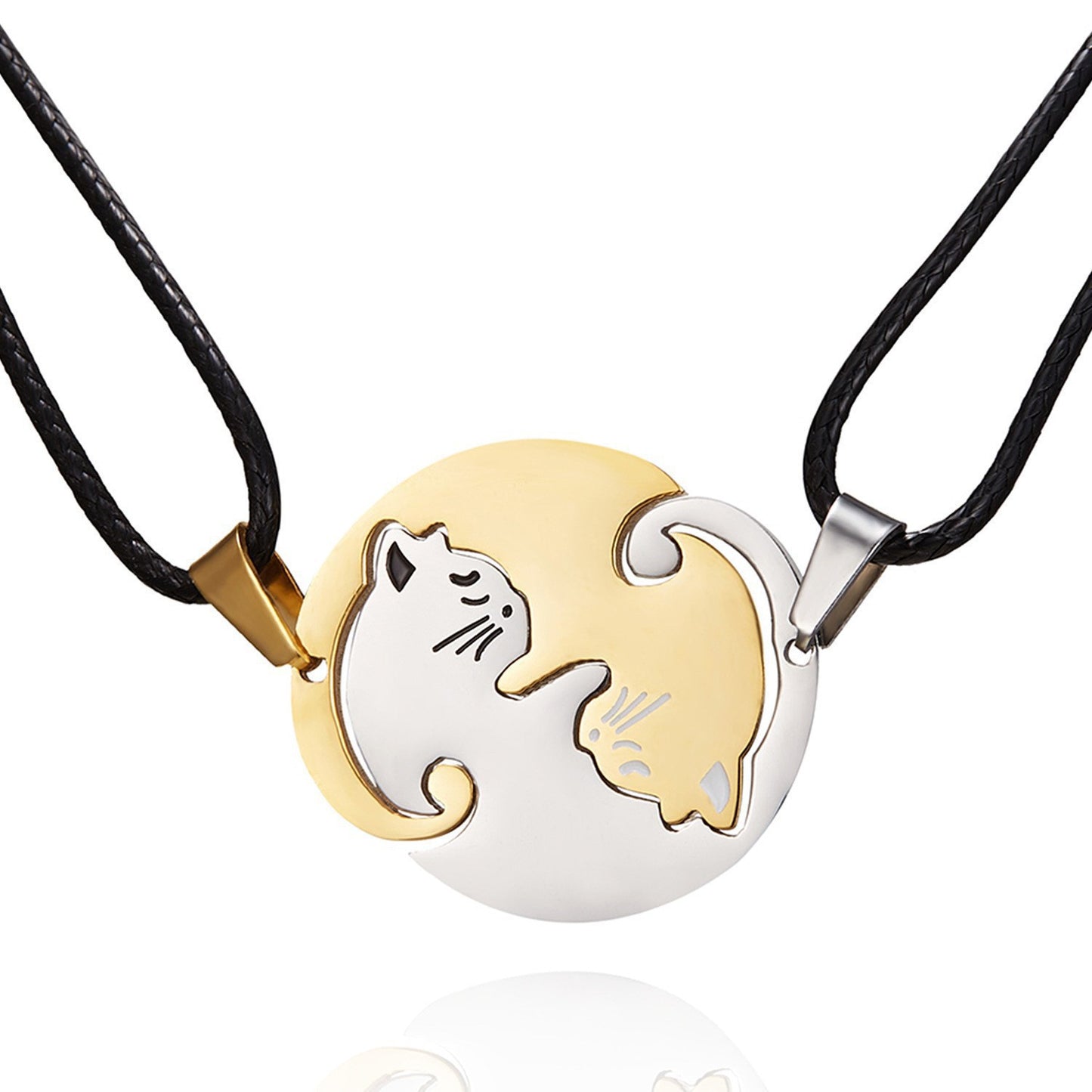 Yin Yang Cat Perfect Matching Couple Necklace Set