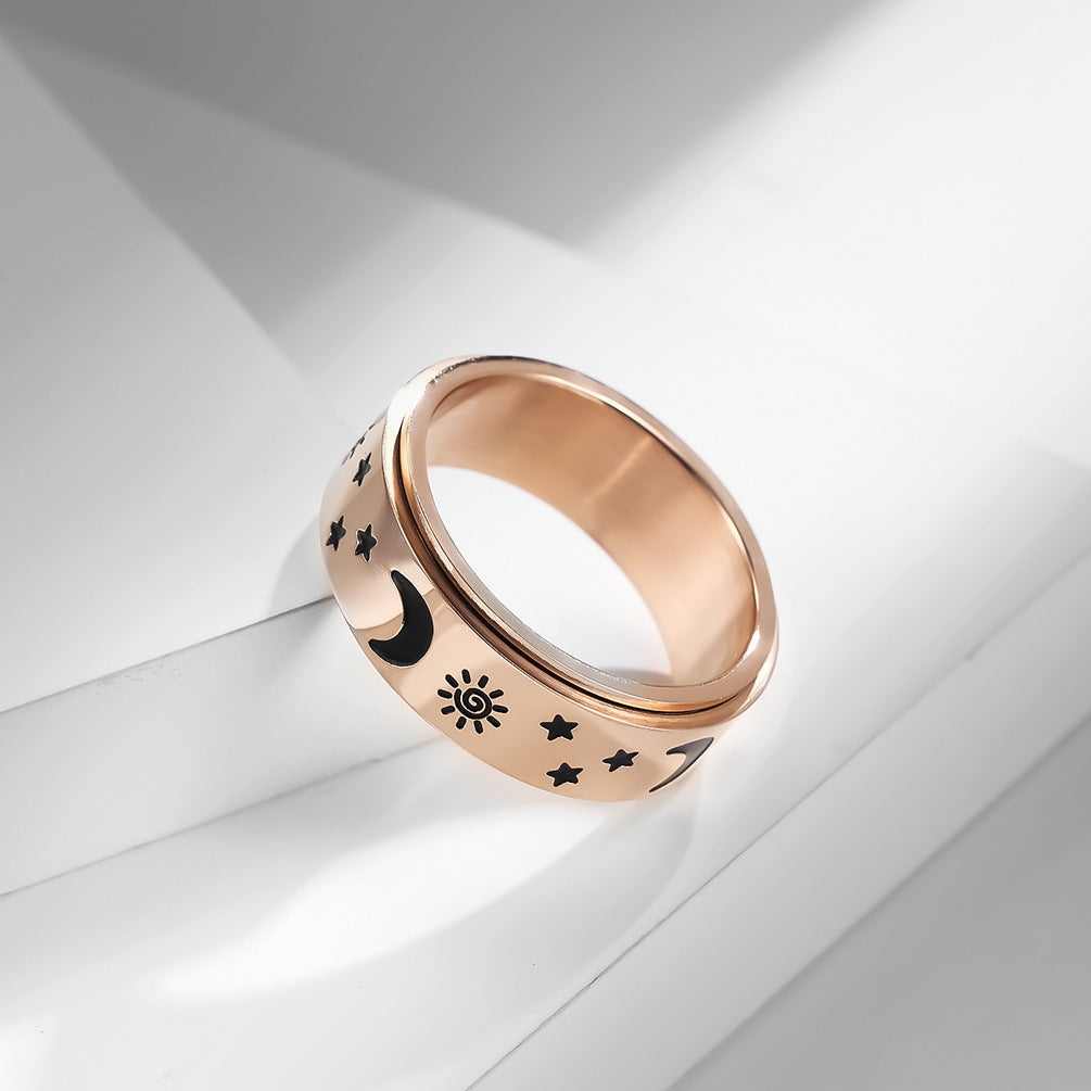 Stars Moon Sun Rotatable Ring Jewelry