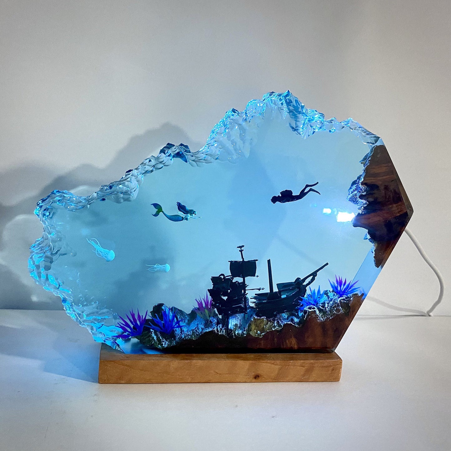 Mermaid Resin Night Light Decor