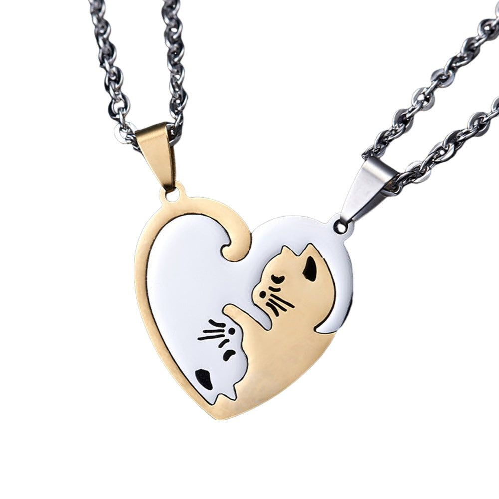 Yin Yang Cat Perfect Matching Couple Necklace Set