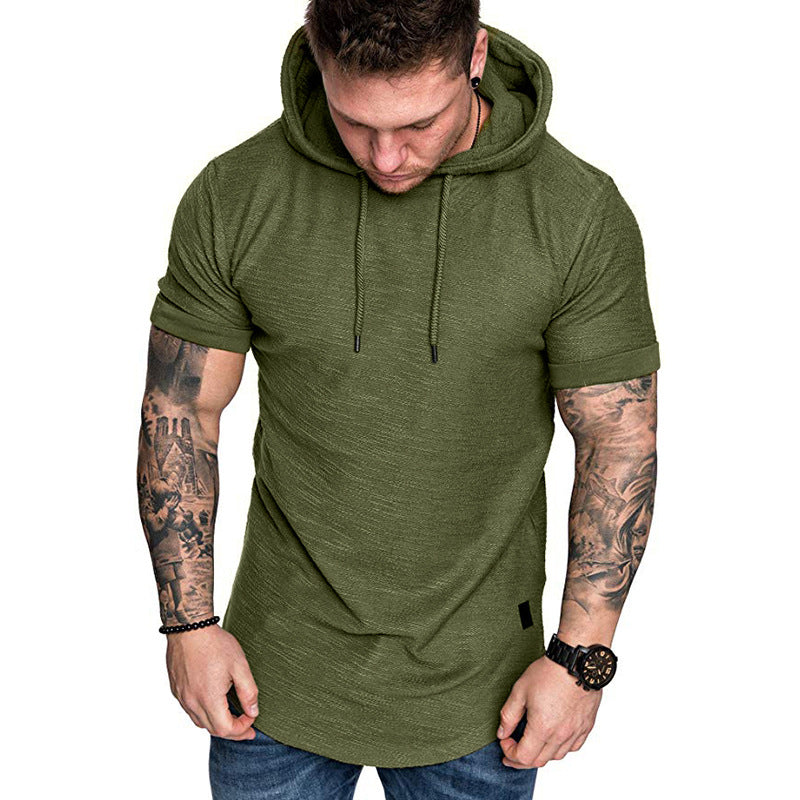 Men's Fitness Sports Hooded T-shirt Top