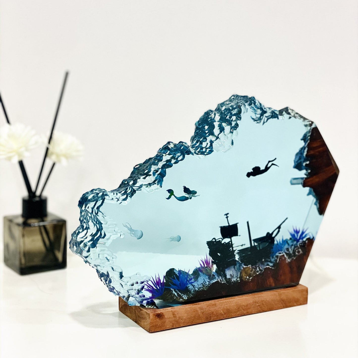 Mermaid Resin Night Light Decor