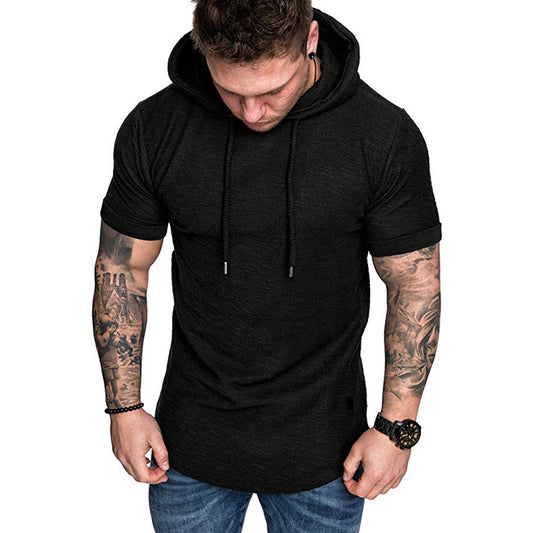 Men's Fitness Sports Hooded T-shirt Top