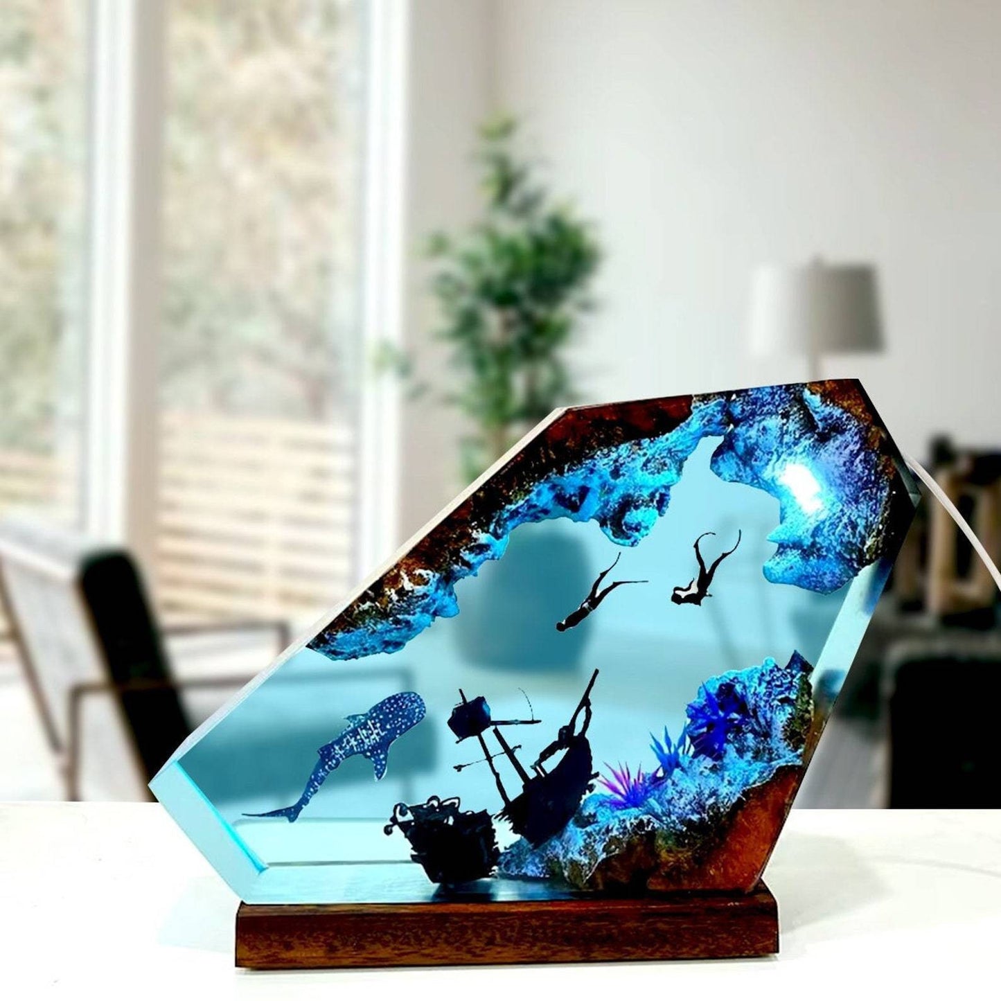 Whale Shark Sunken Ship Lamp Ornament