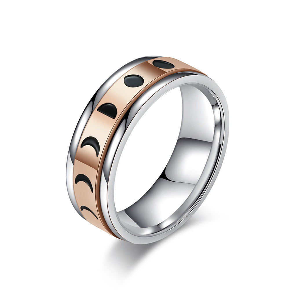Rotatable Solar Eclipse Titanium Steel Ring