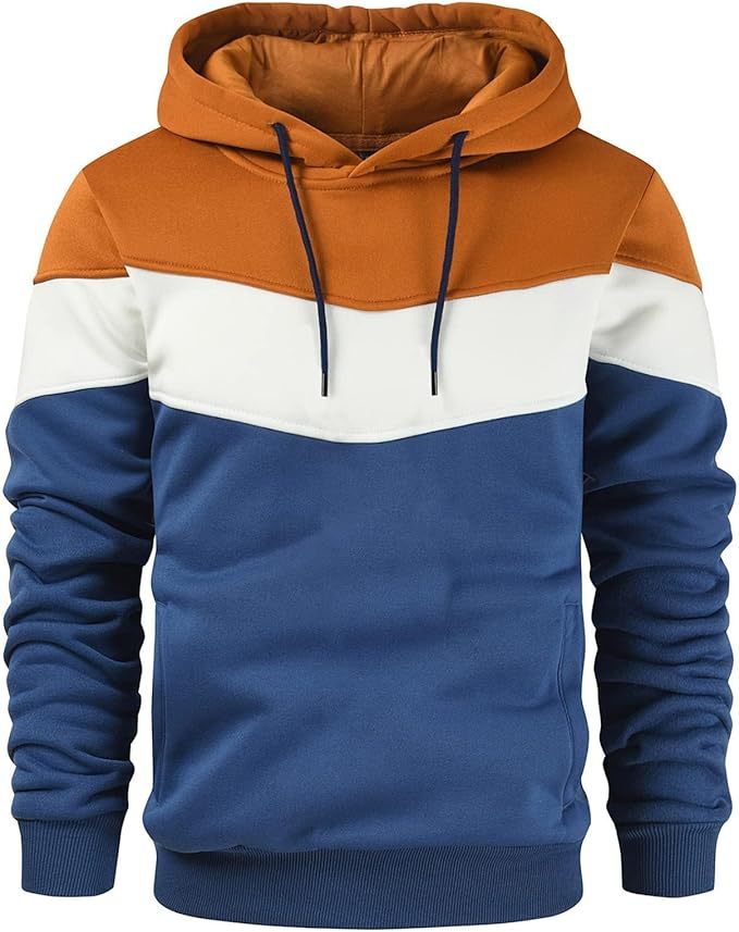 Men's Color Block Casual Sports Hoodie Top