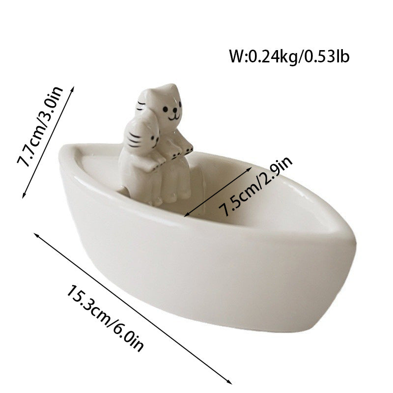 Boat Couple Cat Candlestick