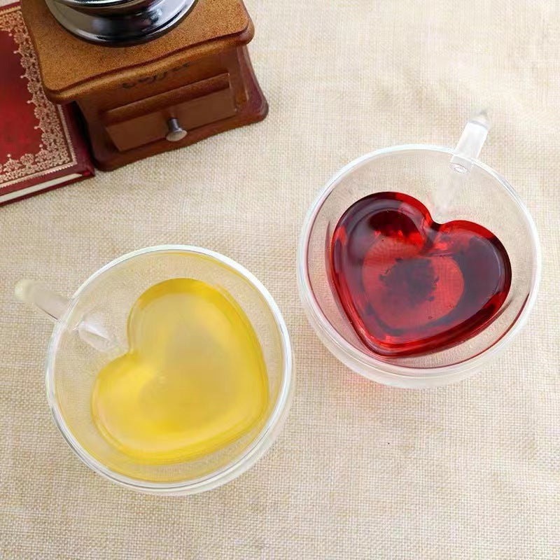 Heart-shaped Glass Handle Coffee Cup