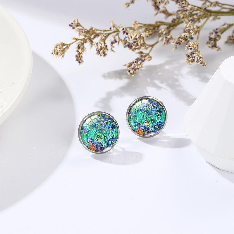 Van Gogh Oil Painting Stud Earrings