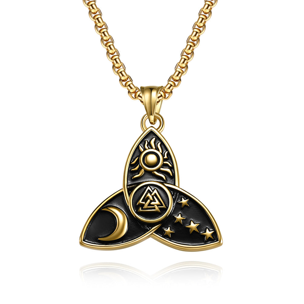 Nordic Triangular Star Moon Sun Mythical Necklace