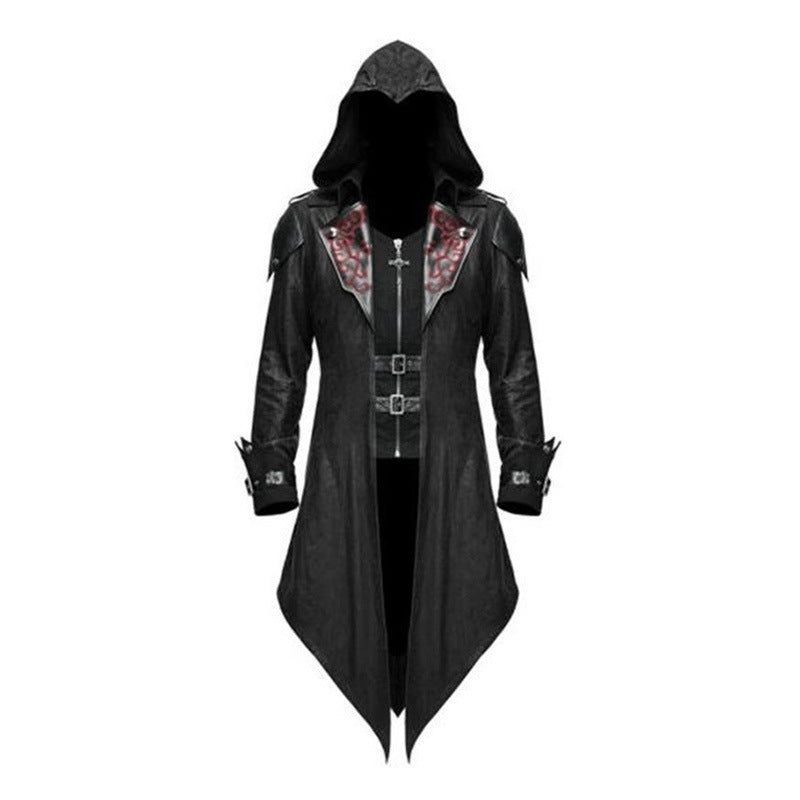 Retro Medieval Zipper Hooded Jacket Costume