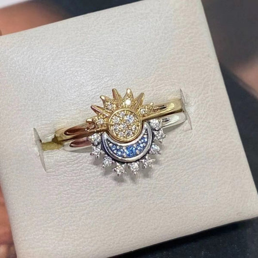 S925 Silver Sun and Moon Couple Ring