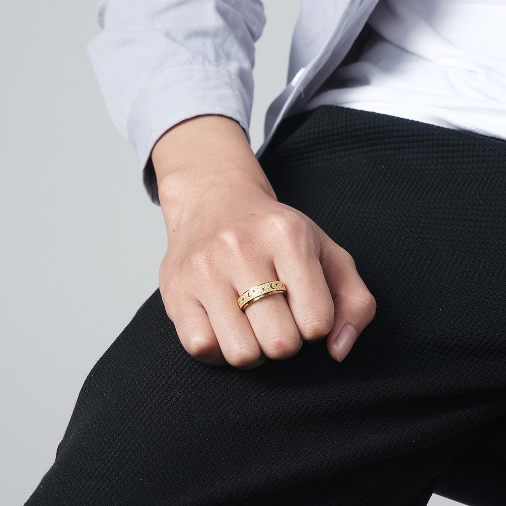 Hollow Star Moon Rotating Ring
