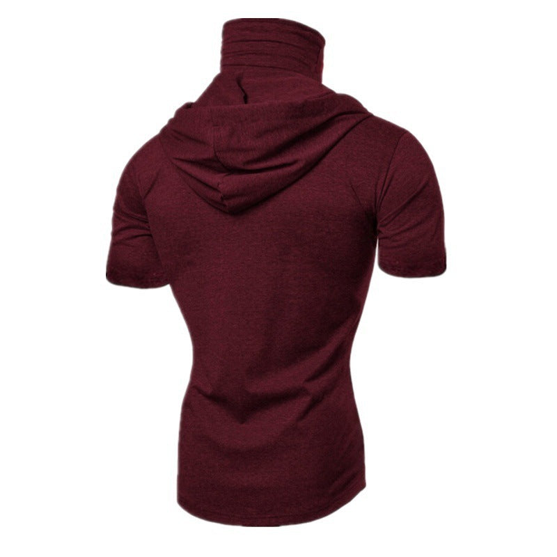 Men's Elastic Ninja Hooded Mask Short-sleeved T-shirt