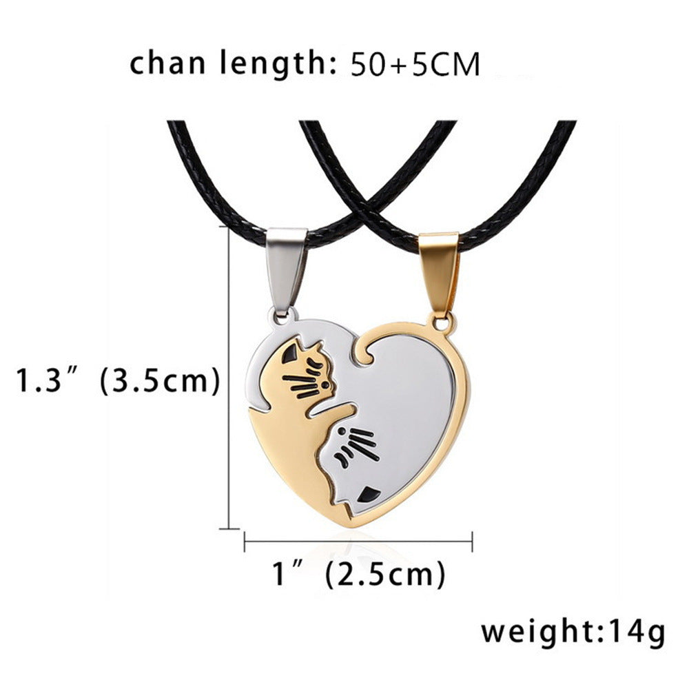 Yin Yang Cat Perfect Matching Couple Necklace Set