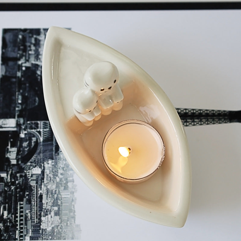 Boat Couple Cat Candlestick