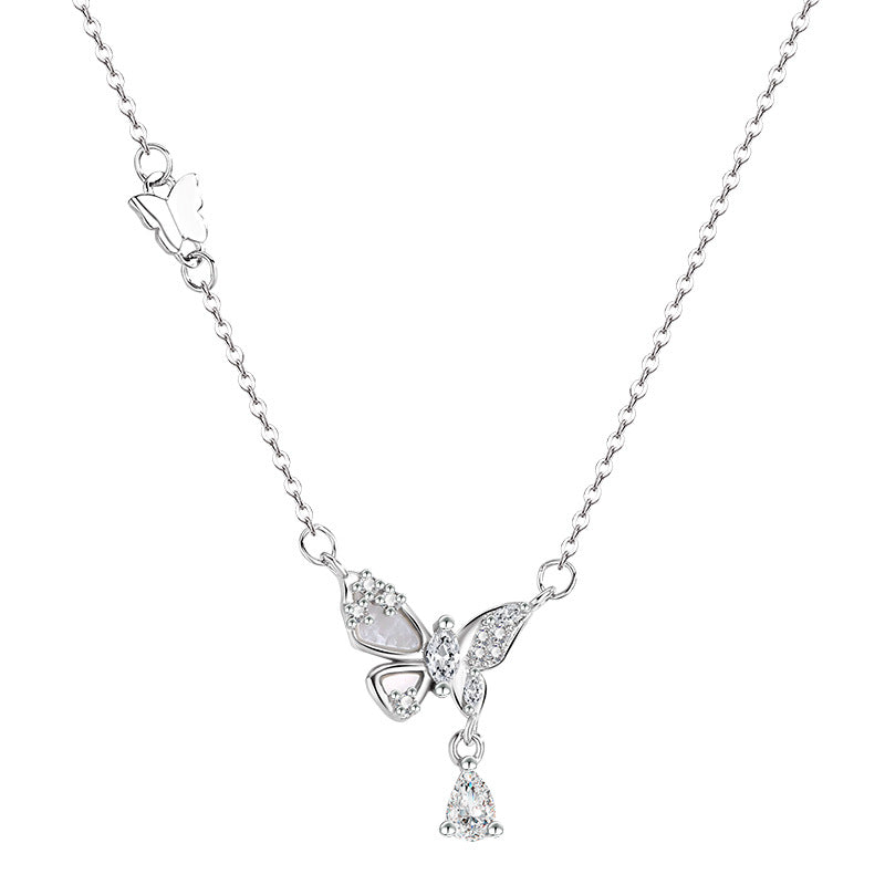 Silver Butterfly Collarbone Chain Necklace