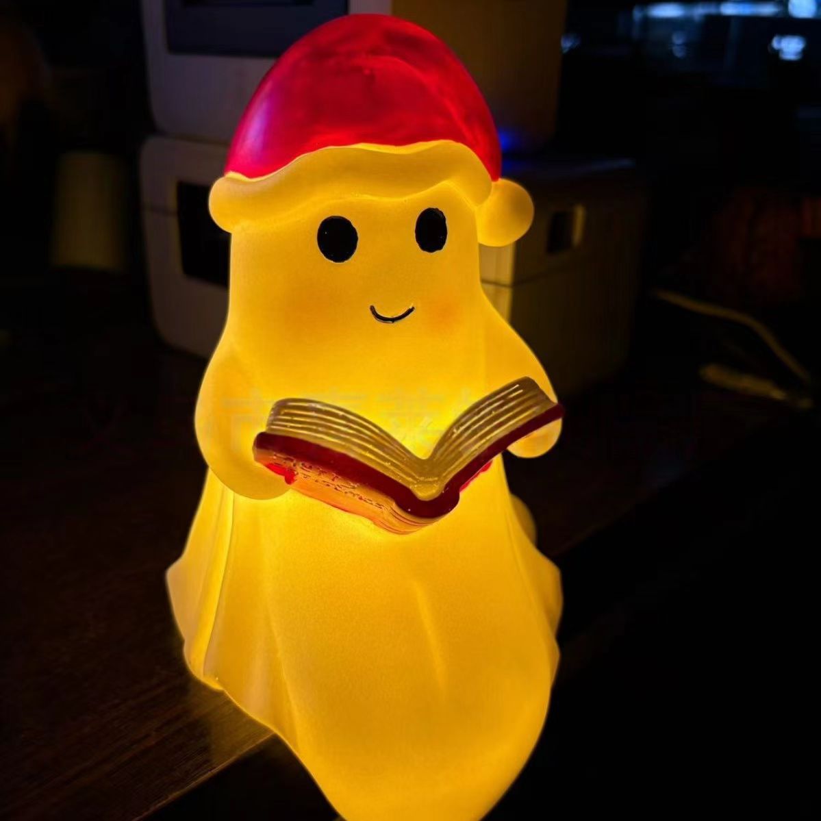 Cute Ghost Reading Book Lamp Ornament