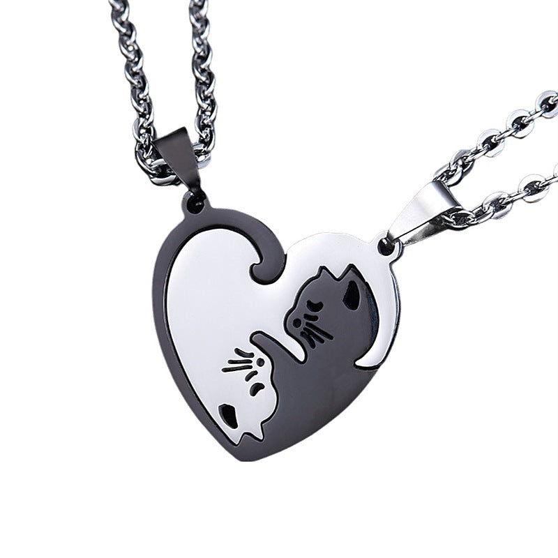 Yin Yang Cat Perfect Matching Couple Necklace Set