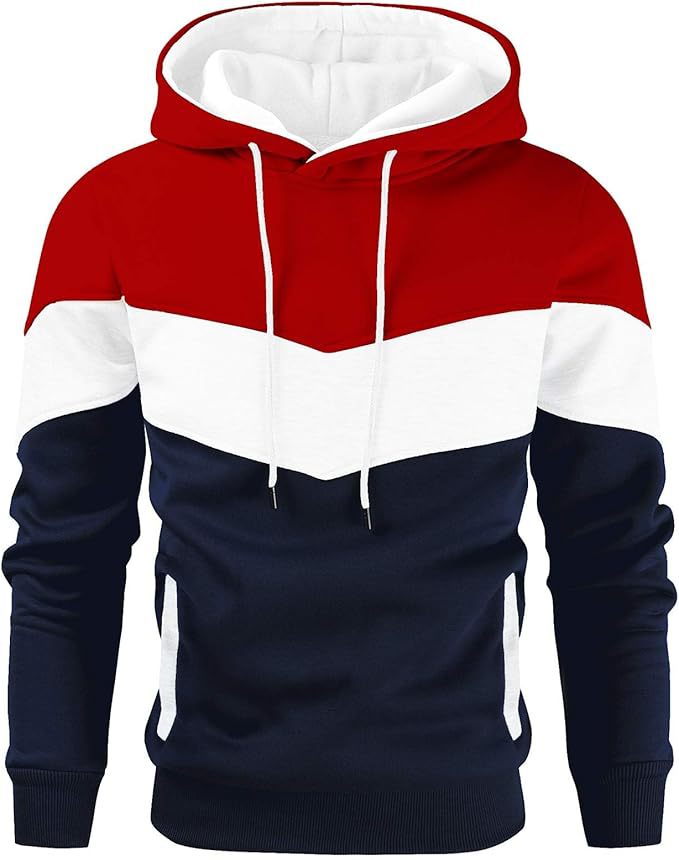 Men's Color Block Casual Sports Hoodie Top