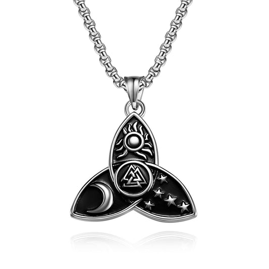 Nordic Triangular Star Moon Sun Mythical Necklace