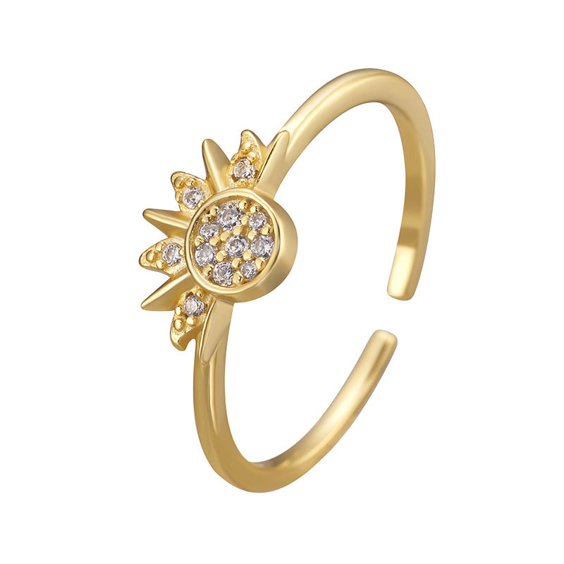 S925 Silver Sun and Moon Couple Ring