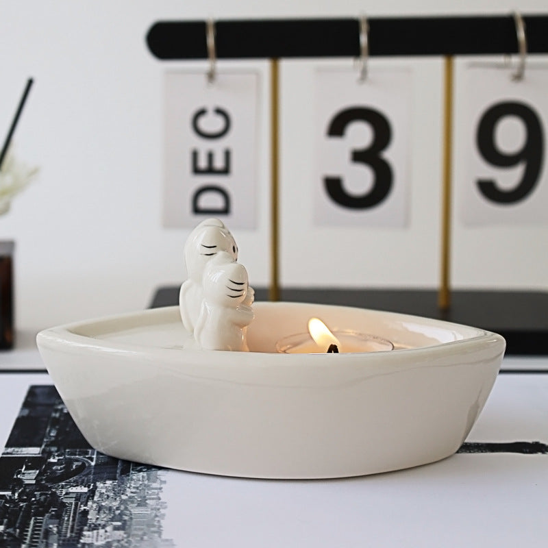 Boat Couple Cat Candlestick