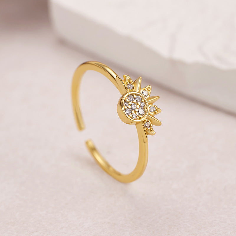S925 Silver Sun and Moon Couple Ring