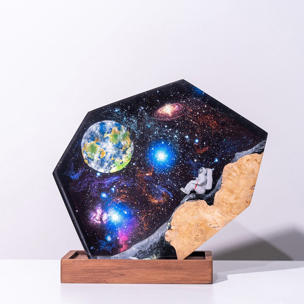 Interstellar Space Galaxy Resin Wood Night Light