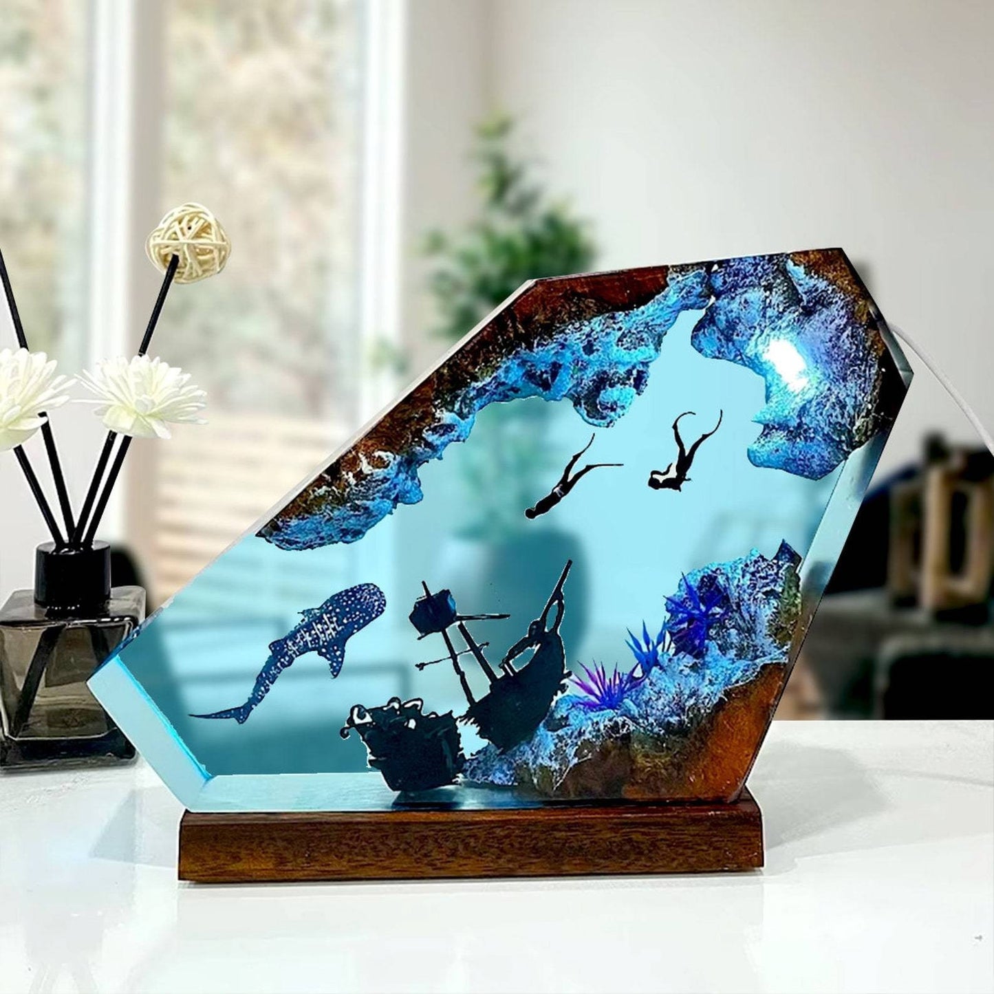 Whale Shark Sunken Ship Lamp Ornament