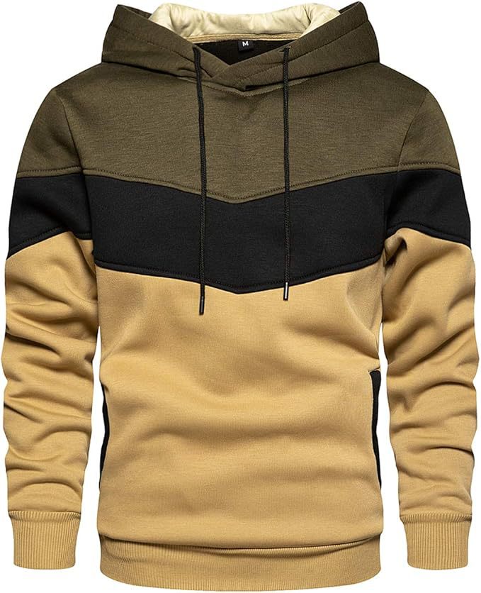 Men's Color Block Casual Sports Hoodie Top
