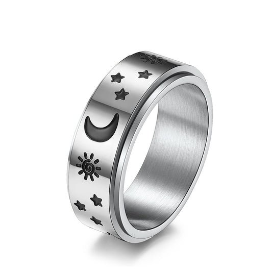 Stars Moon Sun Rotatable Ring Jewelry