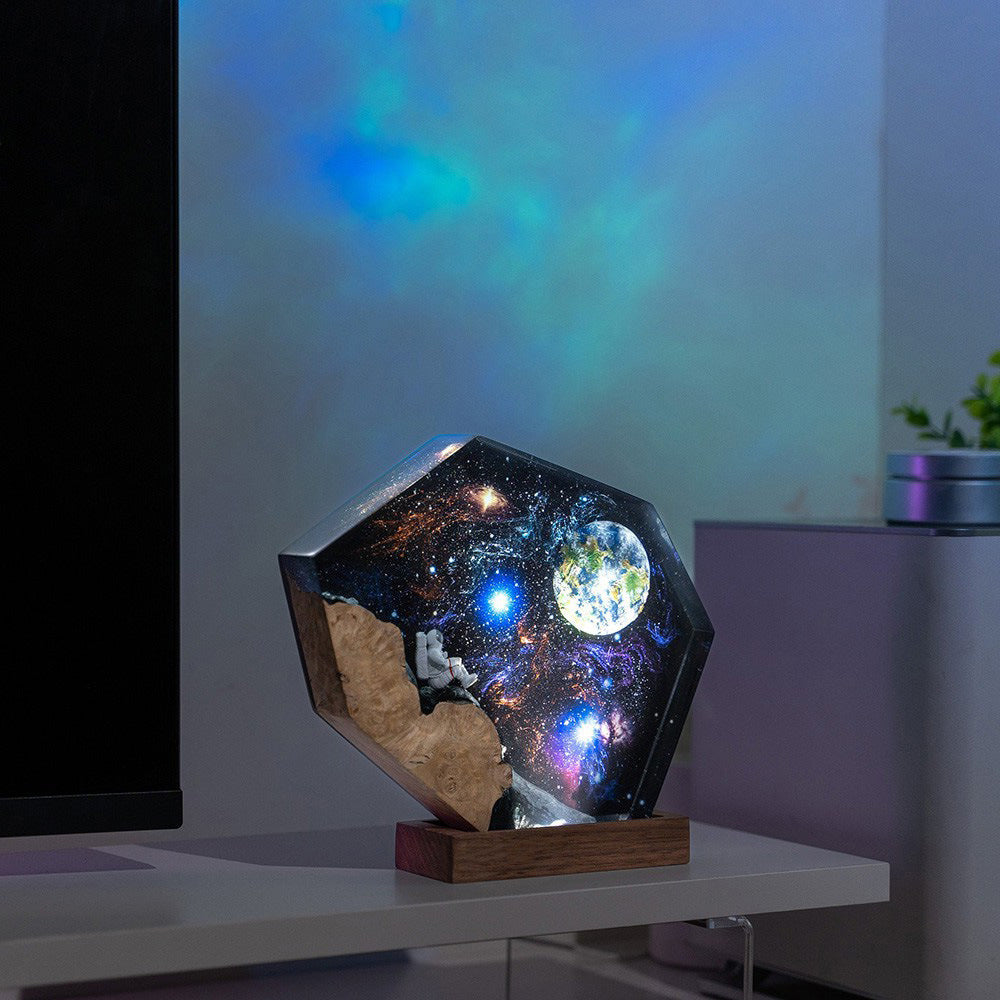 Interstellar Space Galaxy Resin Wood Night Light