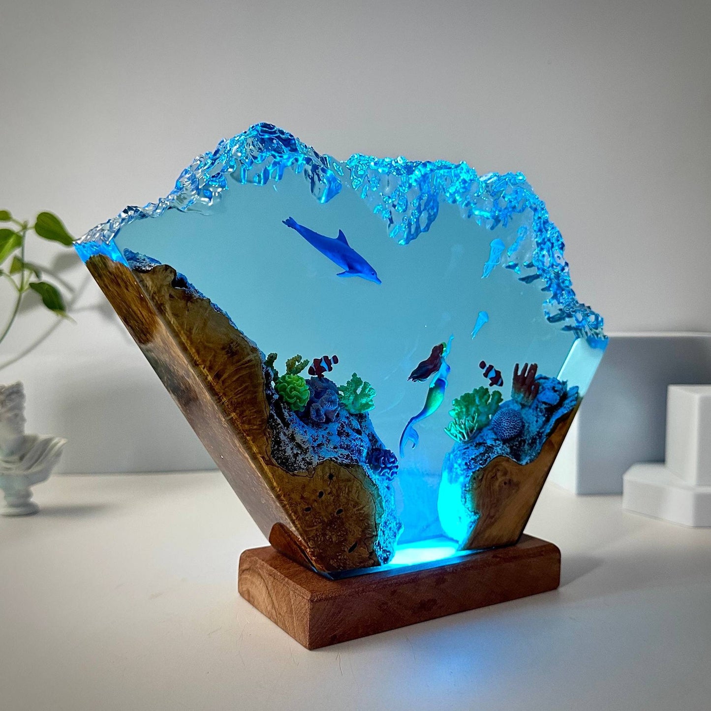 Dolphin and Mermaid Resin Night Light