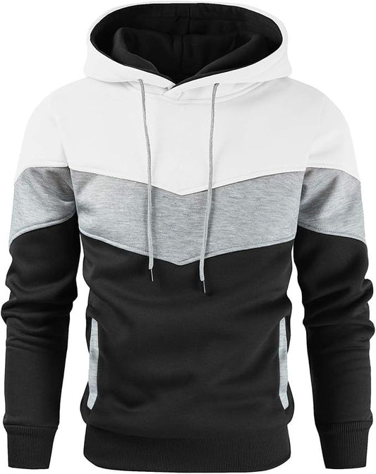 Men's Color Block Casual Sports Hoodie Top