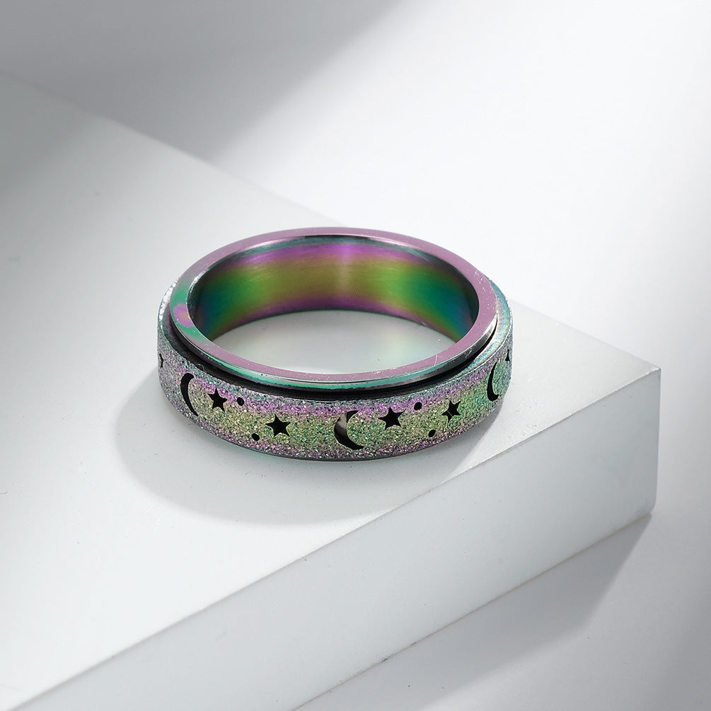 Hollow Star Moon Rotating Ring