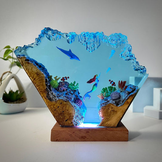 Dolphin and Mermaid Resin Night Light