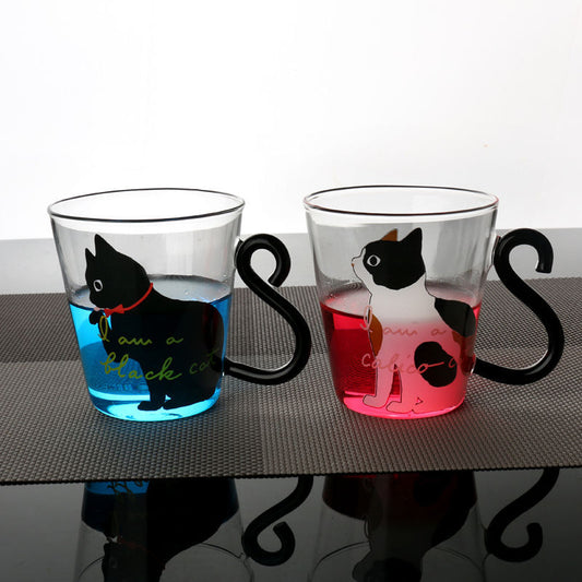 Cartoon Kitten Glass Coffee Cup