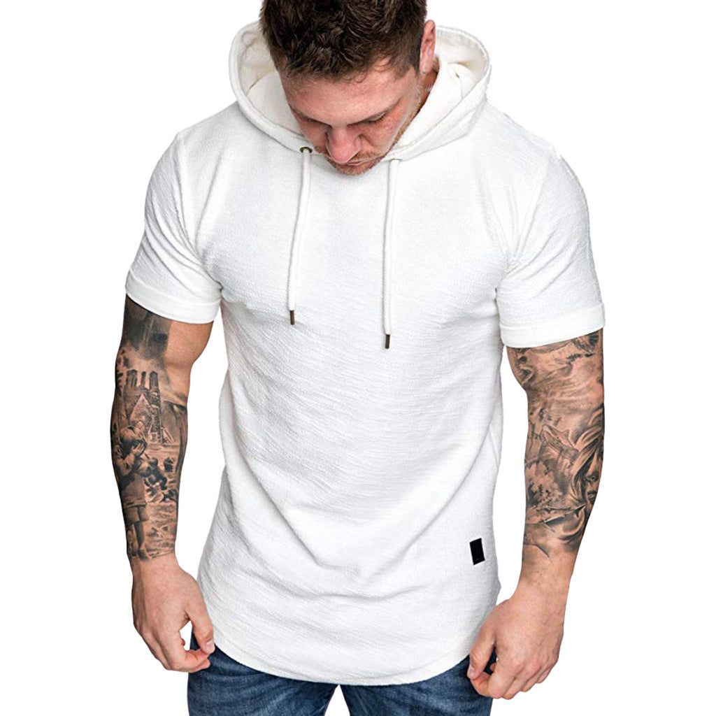 Men's Fitness Sports Hooded T-shirt Top