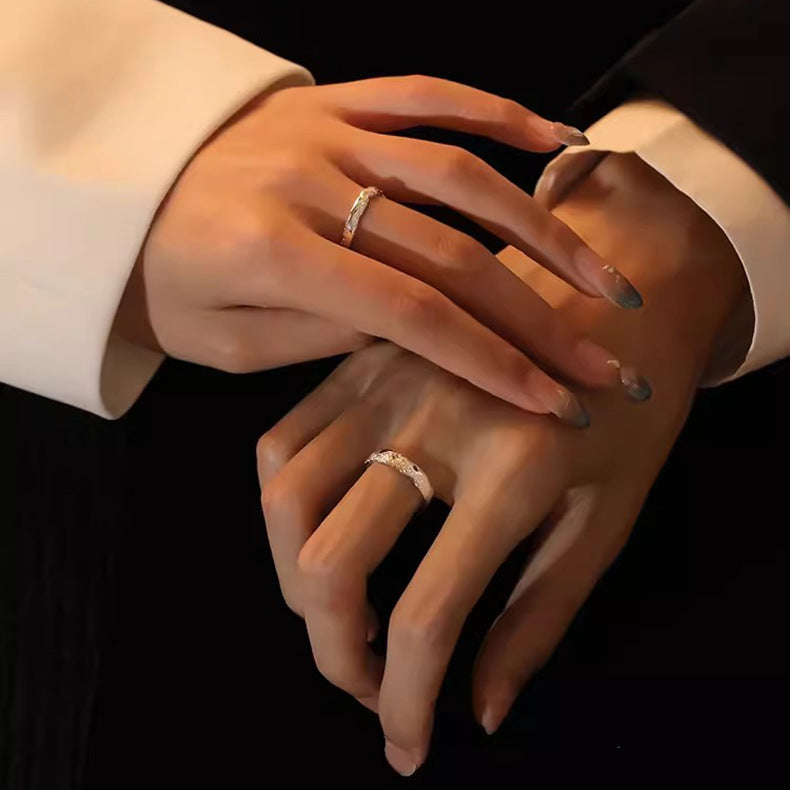 Silver Sun and Moon Couple Ring
