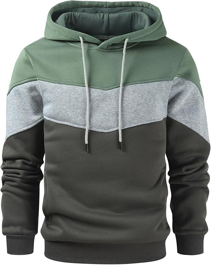 Men's Color Block Casual Sports Hoodie Top